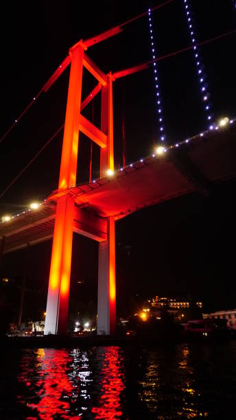 istock Bosphorus bridge in Istanbul, black sky and sea 1263114414