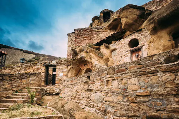 Photo of Sagarejo Municipality, Kakheti Region, Georgia. Ancient Rock-hewn Georgian Orthodox David Gareja Monastery Complex. Monastery Is Located Is Southeast Of Tbilisi. 6th . Hundreds Of Cells, Churches