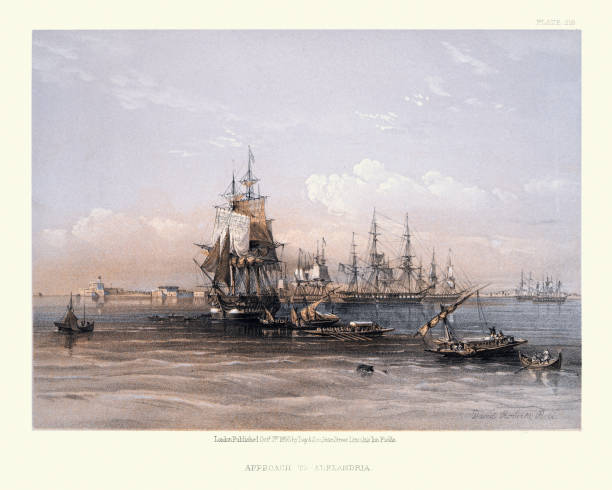 istock Sailing ships on approach to Alexandria, Egypt, Victorian 19th Century 1263119094