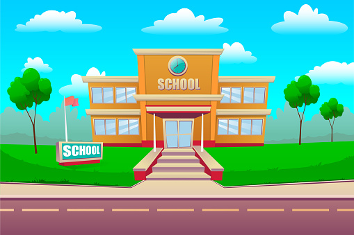 Cartoon School Building Back To School Education Concept Flat Vector  Illustration Stock Illustration - Download Image Now - iStock