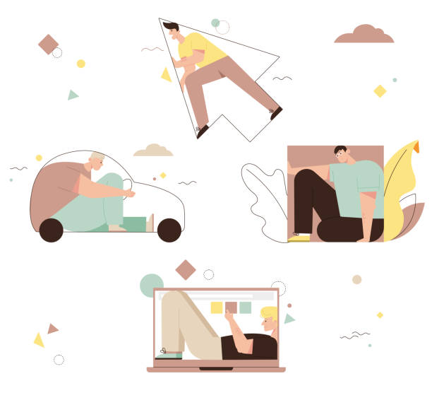 istock Men fill in various geometric shapes, silhouettes set isolated 1263120875