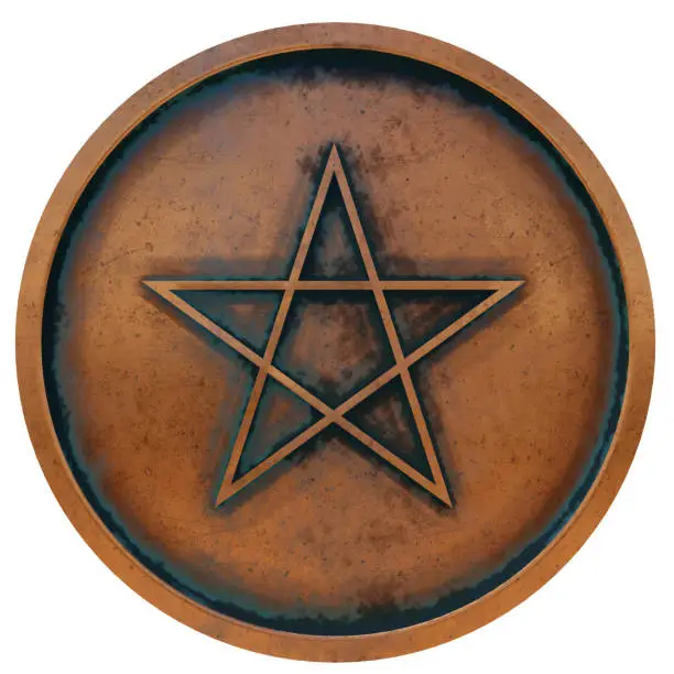 Paganism symbol on the copper metal coin