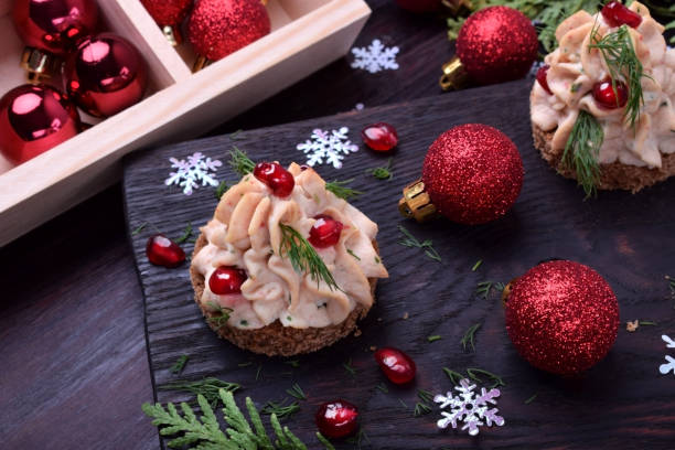 Canape shaped as a Christmas tree with pate