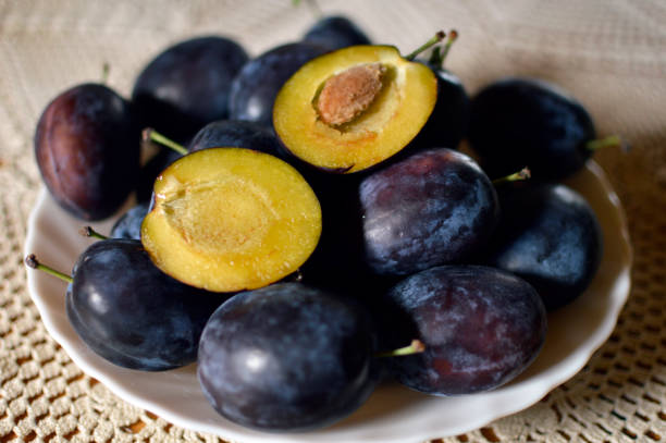 istock ripe plums on the plate close up 1263126421