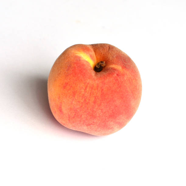 yellow peach, on white background - nectarine white peach australia imagens e fotografias de stock