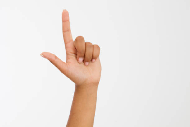 istock finger point isolated white background. afro american hand. Mock up. Copy space. Template. Blank. 1263127293