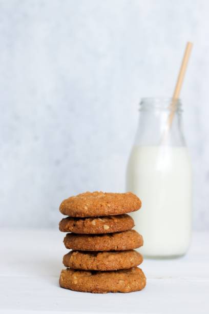 istock Anzac biscuits  and milk on light neutral background 1263127300