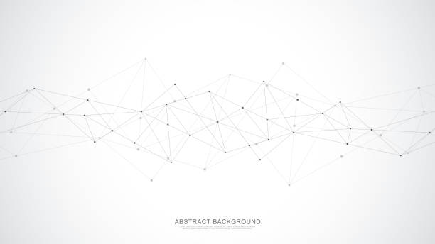 abstrakcyjne tło wielokątne z łączącymi kropkami i liniami. globalne połączenie sieciowe, technologia cyfrowa i koncepcja komunikacji. - plexus stock illustrations