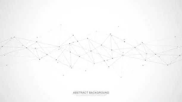Vector illustration of Abstract polygonal background with connecting dots and lines. Global network connection, digital technology and communication concept.