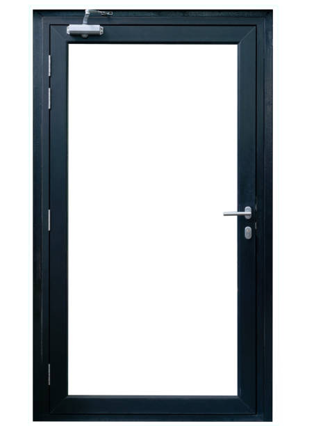 istock Modern black aluminium glass door isolated 1263135247
