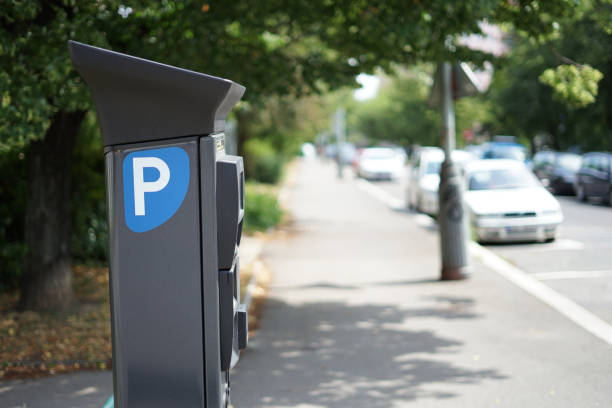 istock Modern parking pay station on a street 1263135423