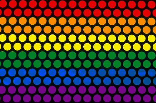 LGBT gay flag seen through black mesh.