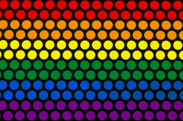 Photo of LGBT flag  through black mesh.