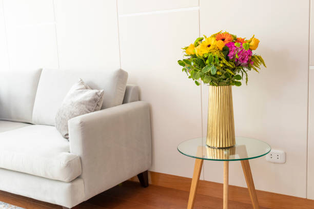 istock Hydrangea flower arrangement in a nice living room 1263136898