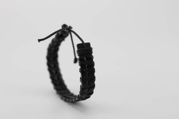 istock Braided black leather bracelet 1263137997