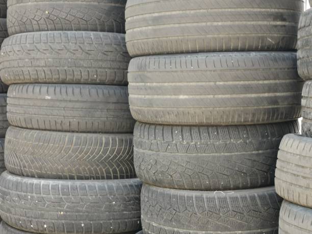 istock Pile of old tires neatly arranged 1263143896