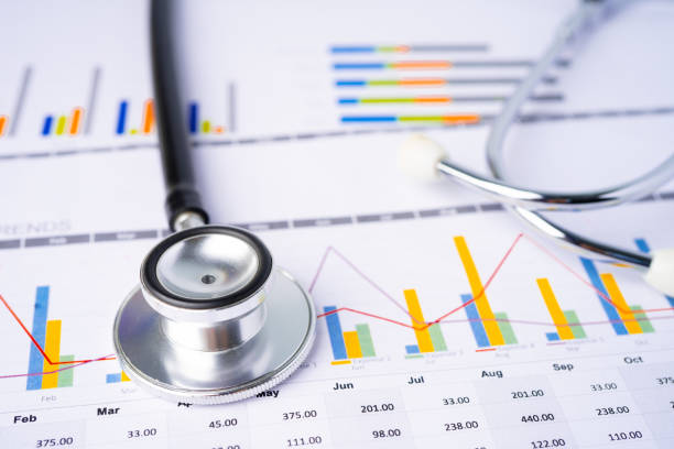istock Stethoscope on graphs paper, Finance, Account, Statistics, Investment, Analytic data economy and Business company concept. 1263145613
