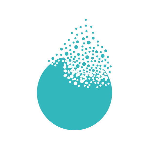 Object dispersing into a cloud of bubbles.