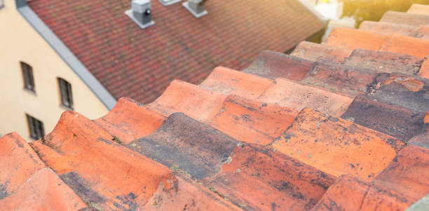 istock Old red roof tiles 1263153069