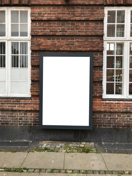 one blank billboard in copenhagen - denmark copenhagen brick street imagens e fotografias de stock