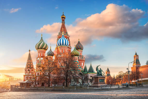 istock St. Basil's Cathedral on Red Square in Moscow under a blue sky 1263156007