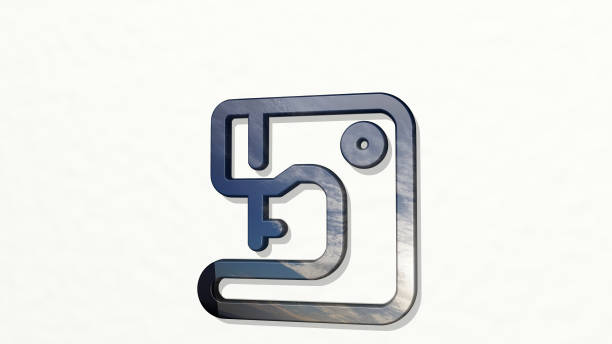 istock clothes design sewing machine from a perspective on the wall. A thick sculpture made of metallic materials of 3D rendering. background and illustration 1263158883