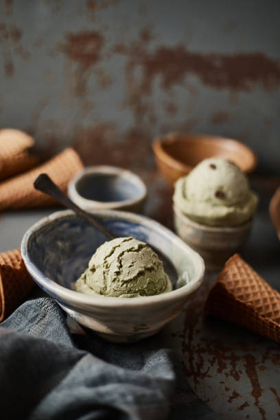 istock Homemade Green tea ice cream. 1263160229