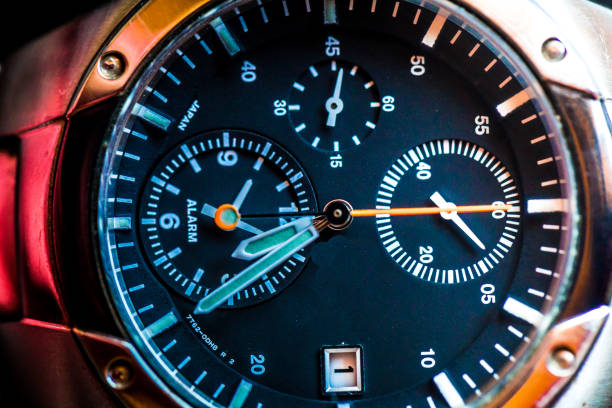 istock Macro close up of chronograph watch dials 1263161081