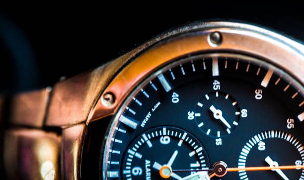 istock Macro close up of chronograph watch dials 1263161083