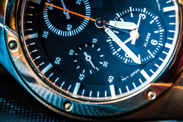 istock Macro close up of chronograph watch dials 1263161110