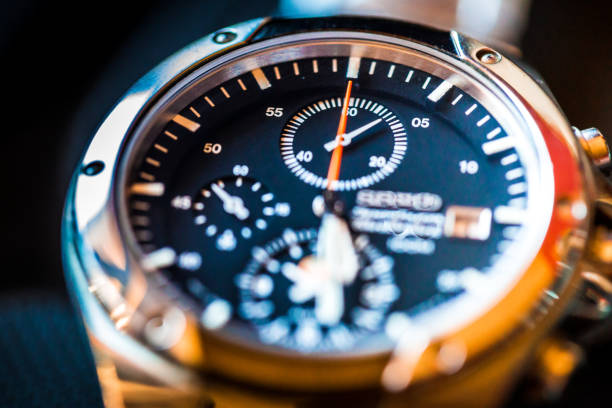 istock Macro close up of chronograph watch dials 1263161121