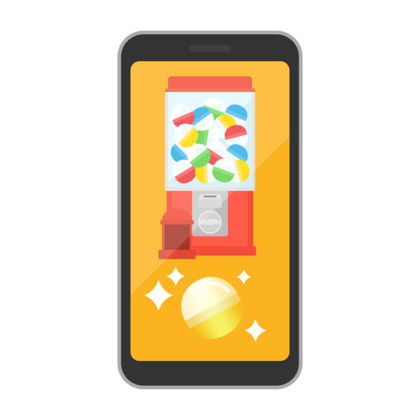 Gachapon for smartphone application. Gachapon for smartphone application. capsule collection stock illustrations