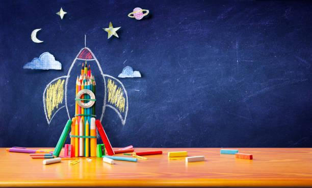 istock Rocket With Colorful Pencils - Back To School 1263163196