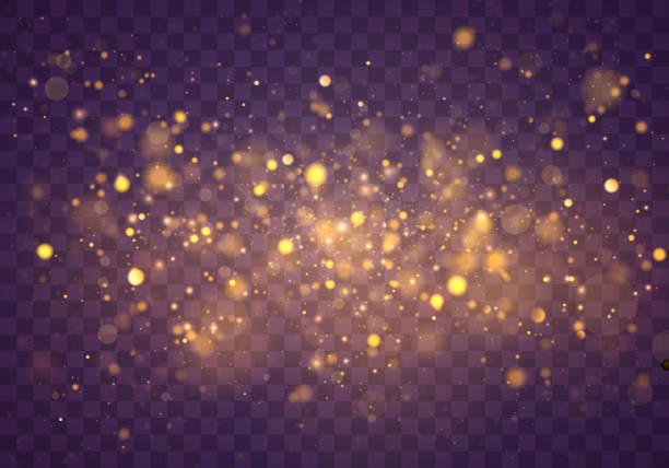Gold yellow bokeh Gold yellow bokeh effect. Glitter and elegant for Christmas. Sparkling magical dust particles. Magic concept. Abstract light on transparent background. Vector gold layer stock illustrations