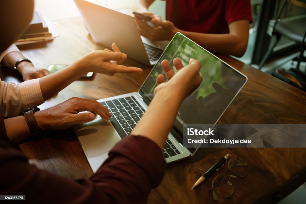 Group Developer Programming Hand Pointing Display Coding Technology ...