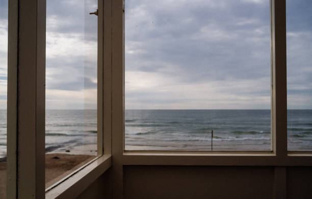 window, sea, evening, clouds, calm, no people,