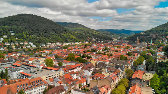 Heidelberg, Germany. Aerial city view in summer season from drone.