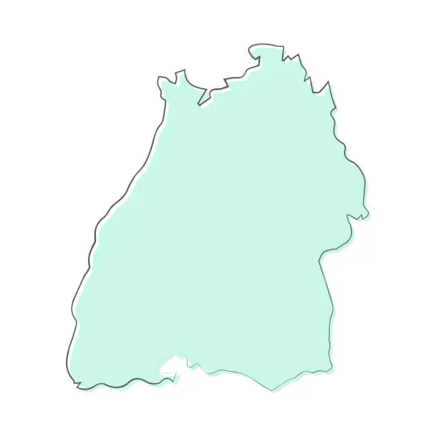 Vector illustration of Baden-Wurttemberg map hand drawn on white background - Trendy design