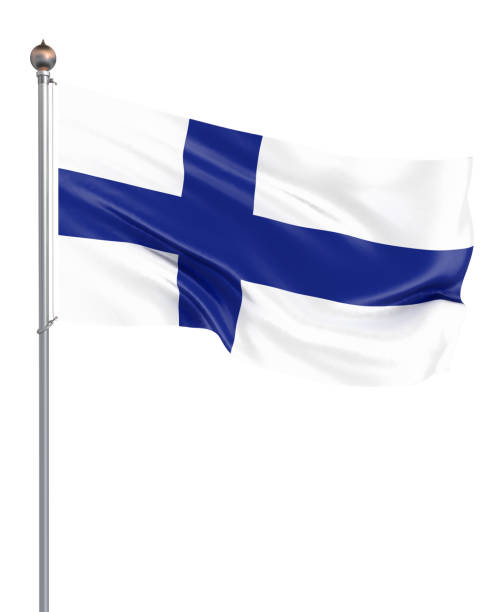 istock Finland flag blowing in the wind. Background texture. 3d rendering, wave. - Illustration. Isolated on white. 1263177513