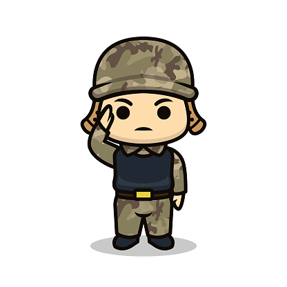 Cute army soldier mascot design illustration vector template