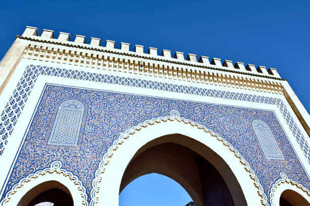 Bab Boujeloud gate (The Blue Gate), Fez, Morocco Bab Boujeloud gate (The Blue Gate), Fez, Morocco bab boujeloud stock pictures, royalty-free photos & images