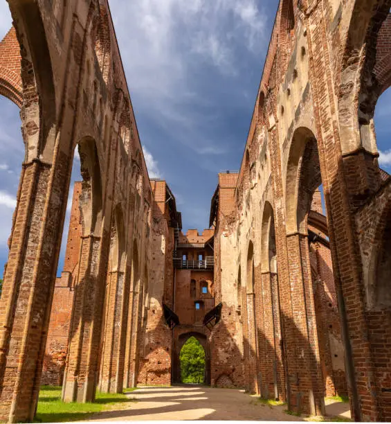 Photo of Ruins of the Tartu Cathedral (Dorpat Cathedral), a former Catholic church in Tartu (Dorpat), Estonia. The building is now an imposing ruin overlooking the lower town.