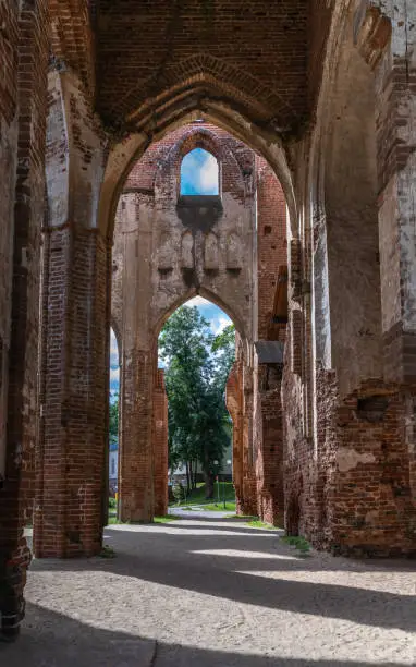 Photo of Ruins of the Tartu Cathedral (Dorpat Cathedral), a former Catholic church in Tartu (Dorpat), Estonia. The building is now an imposing ruin overlooking the lower town.