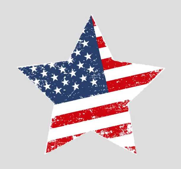 Vector illustration of Star shaped grunge American vector flag