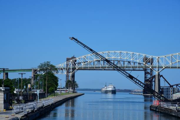 istock Sault Ste Marie, MI, Soo Locks Bridge to Canada 1263207535