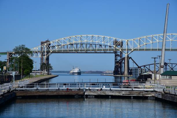 istock Sault Ste Marie, MI, Soo Locks Bridge to Canada 1263207600