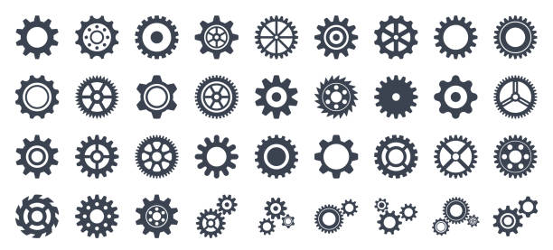 Gear Icon Set - Vector Collection of Gears Gear Icon Set - Vector Collection of Gears gear mechanism stock illustrations
