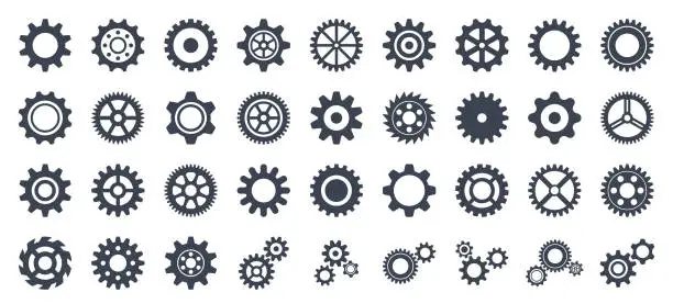 Vector illustration of Gear Icon Set - Vector Collection of Gears