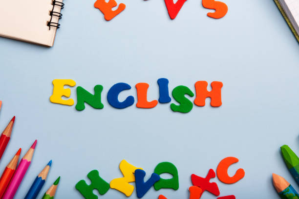 istock Word english made of colored letters. Learning a new language concept 1263224333