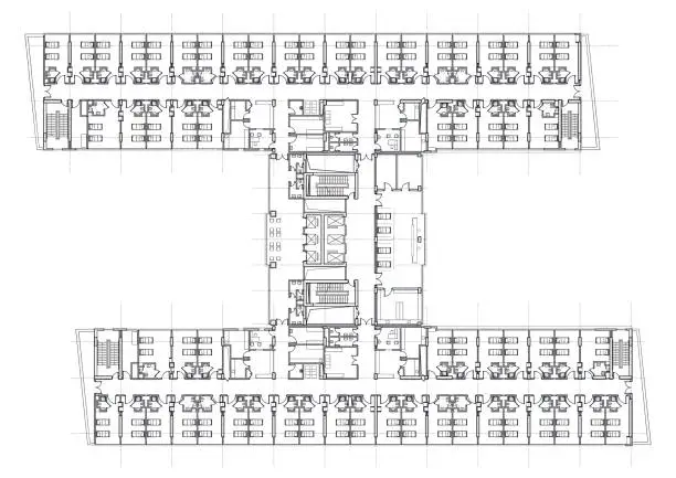 Vector illustration of Hospital Architectural Plan Drawing